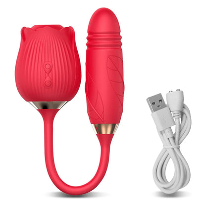 Vibrador + Succionador en forma de rosa